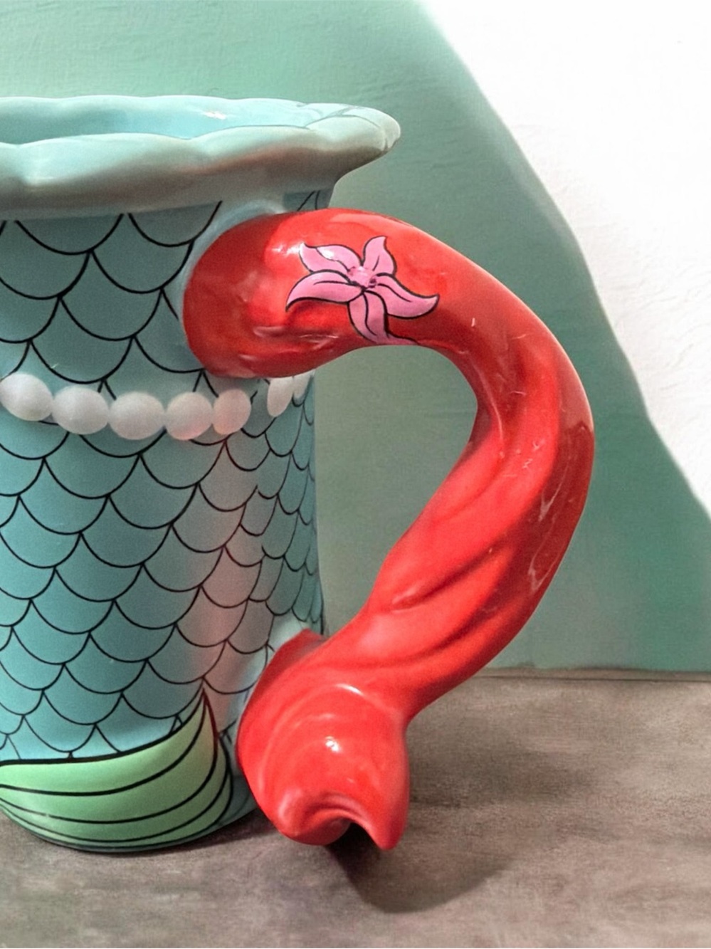 Disney Parks Ariel Mermaid Tail Handle Ceramic Mug NWOT Little Mermaid - Picture 4 of 8